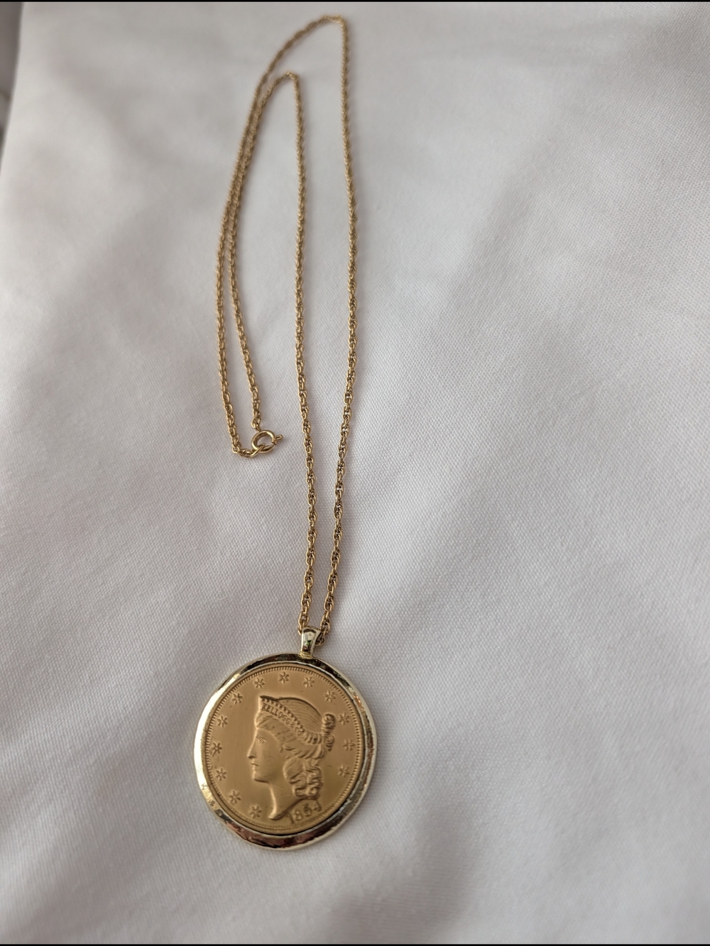 Vintage Coin Pendant And Necklace